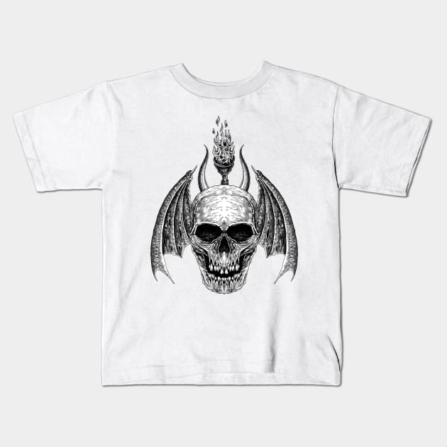 skull drawing Kids T-Shirt by HornArt